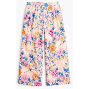 J CREW Liberty fabric Tana wide leg pink floral cropped pull on capri pants